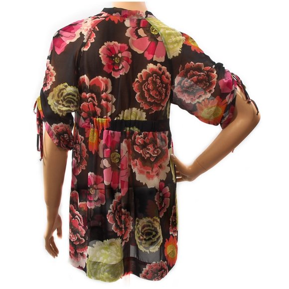 CAbi Gemini #400 Black & Floral Semi-Sheer Top - Picture 4 of 5